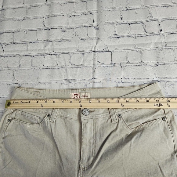 LEI Jeans Juniors 15 Regular Sophia Hipster Flare Ivory Stretch Logo Embroidered - Picture 10 of 12